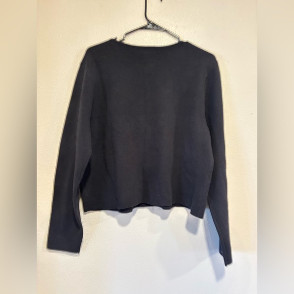 Lands' End Women's Fine Gauge Cotton Sweater Cardigan black - Picture 5 of 6